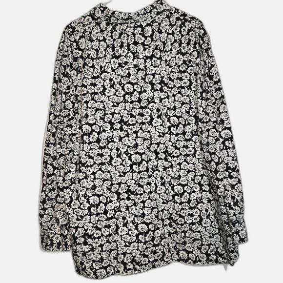 Jones New York Black White Floral Button Up Top 2X - Picture 3 of 7